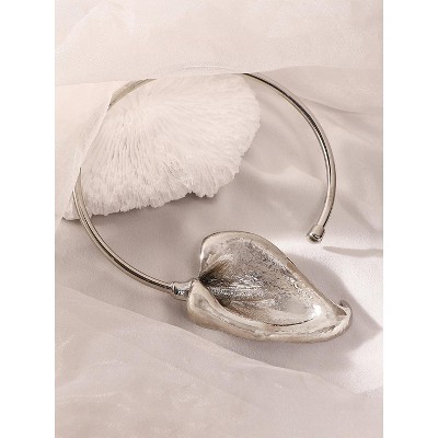 SOHI Women's Metallic Silver The Water Lily Torque Necklace