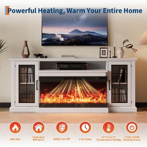 EcoSummer 75" Electric Fireplace TV Stand with 40" Insert, 12-Color LED Flames, 2-Tier Storage for Living Room & Home. - 1 of 4