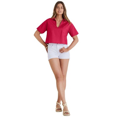 VENUS Womens Poplin Short Sleeve Pullover