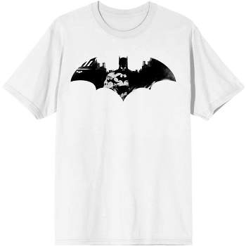 DC Comic Book Batman Superhero Logo Men's White Graphic Tee Shirt