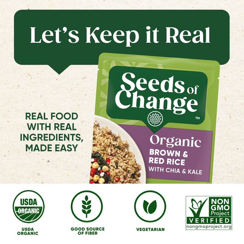 Seeds of Change Organic Brown &#38; Red Rice with Chia &#38; Kale Mix Microwavable Pouch - 8.5oz, 4 of 7