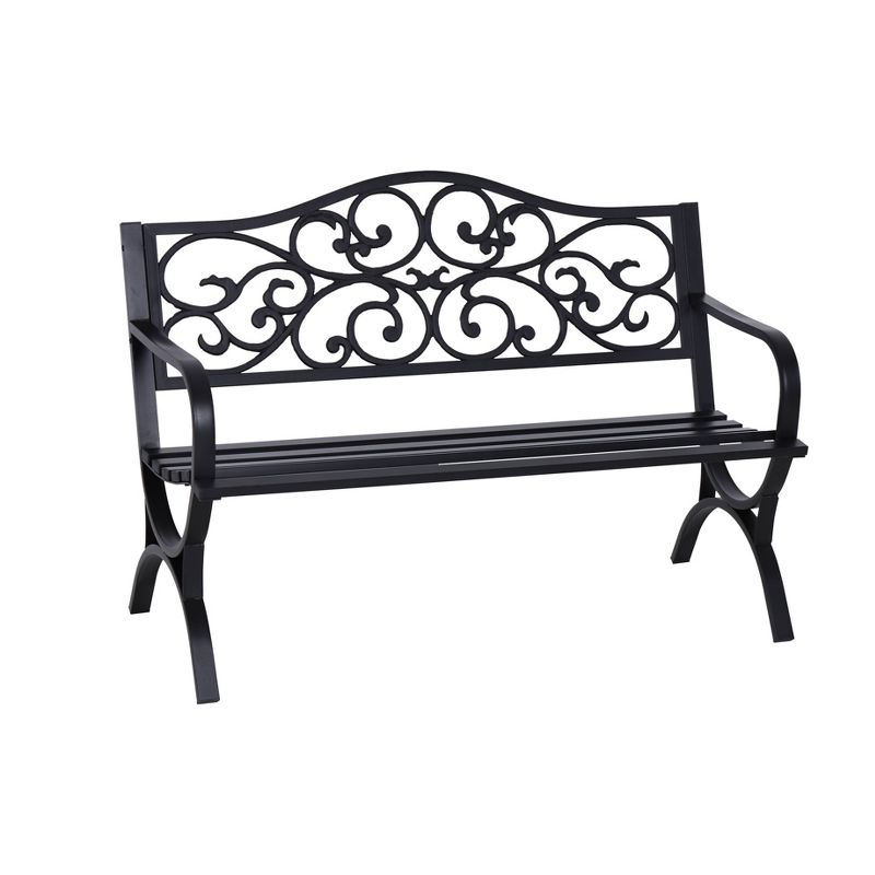 Two Seat Cast Steel Garden Bench - Captiva Designs, Butterfly Back, Rust-Resistant, All-Weather Outdoor Seating, 2 of 8