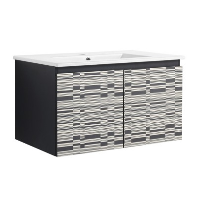 30'' Floating Wall-Mounted Bathroom Vanity Ceramics Sink,Floating Sink with Soft-Close Cabinet Door, KD-Package-Cuddlewood