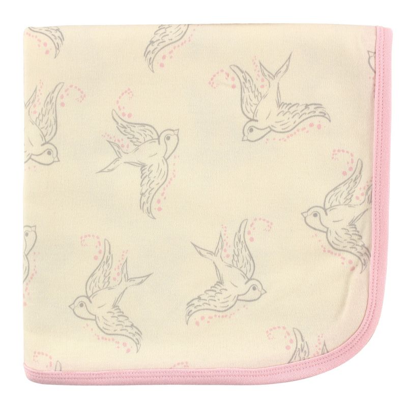 Touched by Nature Baby Girl Organic Cotton Swaddle, Receiving and Multi-purpose Blanket, Bird, One Size, 1 of 3