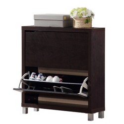 Shirley Modern And Contemporary Wood 2-door Shoe Cabinet With Open ...