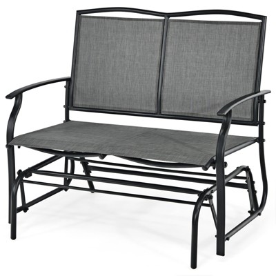 Tangkula 2 Person Swing Glider Bench Patio Rocking Lounge Chair w/Steel Frame for Garden Backyard Balcony Gray/Black