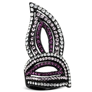 Slickblue IP Black Leaf Design Stainless Steel Ring with Multi-Color Synthetic Crystal for Women, Size 5-10 - 1 of 4