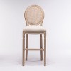 CIPACHO French Country Wooden Barstools Rattan Back With Upholstered Seating , Beige and Natural ,Set of  2 - 4 of 4