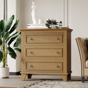 TackView 3 Drawer Dresser for Bedroom,32''W Rustic Small Drawers Dressers Nightstand Wooden Closet Storage Cabinet for Living Room - 1 of 4