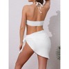 INSPIRE CHIC Women's Rope Circle Halter Ribbed Bikini Sets, Triangle Bottoms Side Tie Cover Up Swimwear Bathing Suits 1 Set - 3 of 4