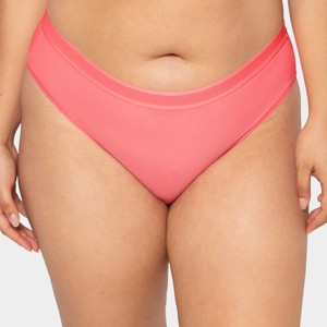 Curvy Couture Women's Mesh High Cut Brief Panty Sunset Glow - 1 of 3