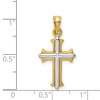 Black Bow Jewelry 14k Yellow Gold and White Rhodium Hollow Fleur de Lis Cross Pendant - 2 of 4