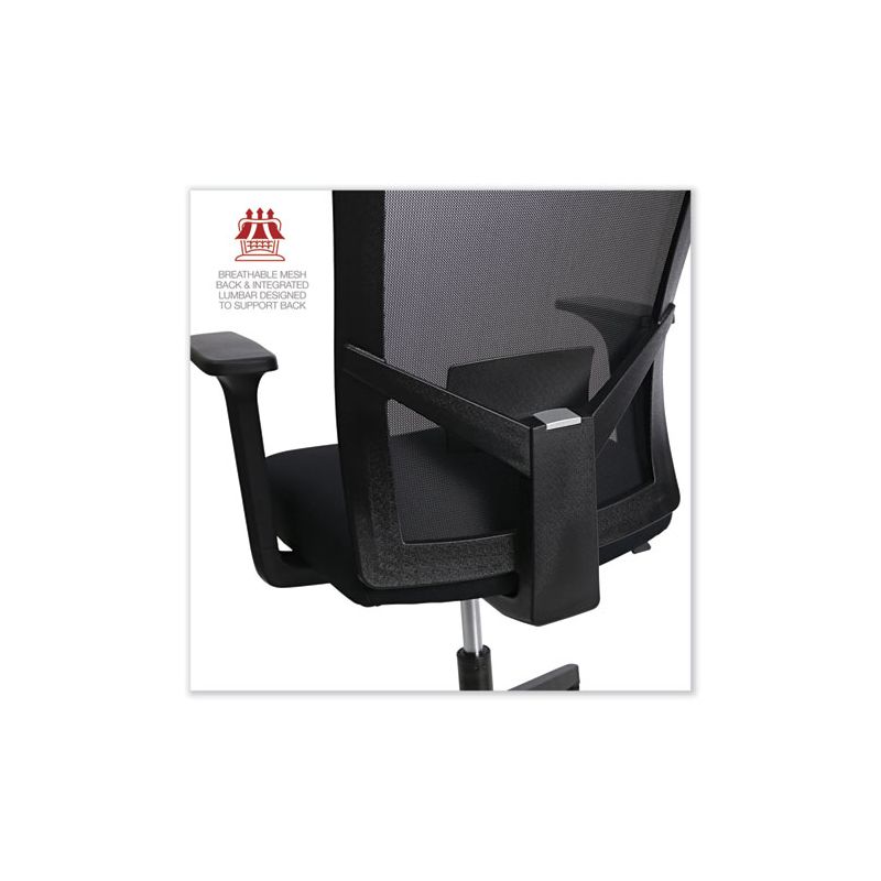 Workspace by Alera Mesh Back Fabric Task Chair, Supports Up to 275 lb, 17.32" to 21.1" Seat Height, Black Seat, Black Back, 3 of 8