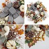 20 Inch Fall Wreaths for Front Door, Fall Decorations Pumpkin Wreath with Bow Leaves Pine Cones for Wall Window Thanksgiving Harvest - 3 of 4