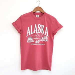 Simply Sage Market Women's Alaska Forest Scene Short Sleeve Garment Dyed Tee - 1 of 4