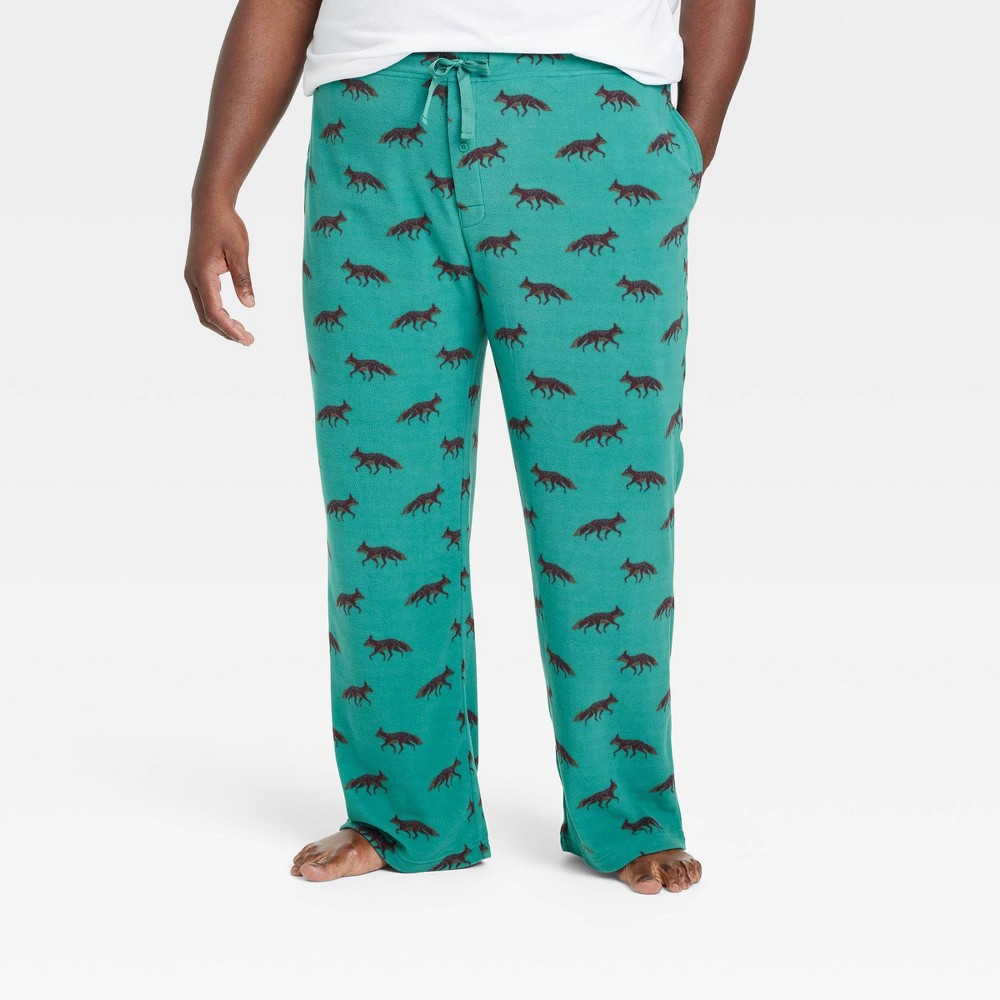 Photos - Other Textiles Men's Big & Tall Fox Print Microfleece Pajama Pants - Goodfellow & Co™ Gre