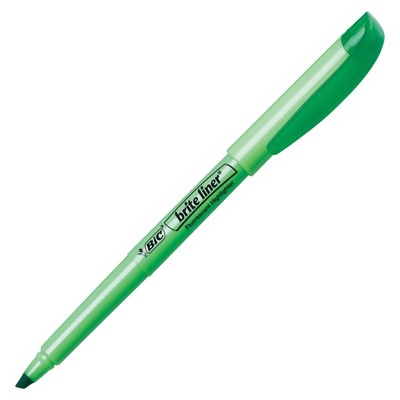 BIC Brite Liner Chisel Tip Pocket Style Highlighter, Green, pk of 12