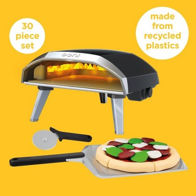 Miniature Black and Silver Toy Pizza Oven with Accessories