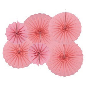 Unique Bargains Round Wall Decoration Hanging Paper Fans Party Set 6 Pcs - 1 of 4