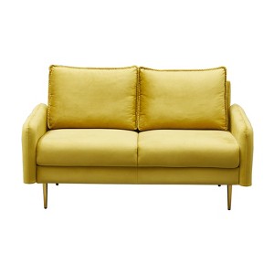 Velvet Loveseat Modern Sofa Tufted Couch with Metal Legs for Living Room, Bedroom, Office, Playroom - 1 of 4