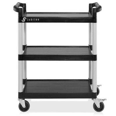Jubilee 3-Tier Black and Silver Utility Service Cart with Wheels