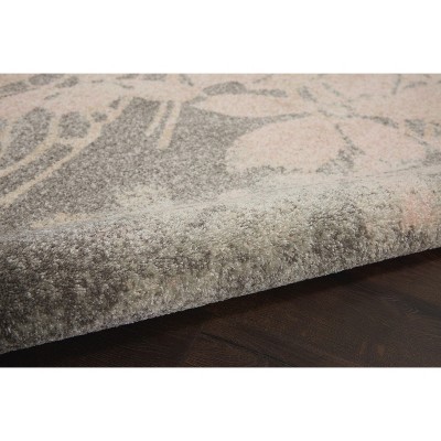 Elegant Floral Whisper 6' x 9' Grey & Pink Reversible Area Rug