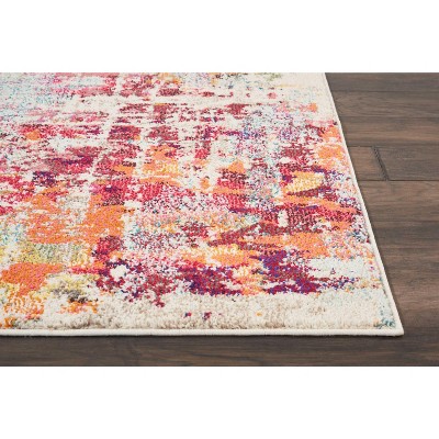 Ivory Abstract Tufted 26.5'' Synthetic Runner Rug