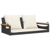 vidaXL Swing Bench with Cushions Black 42.9"x24.4"x15.7" Poly Rattan - 2 of 4