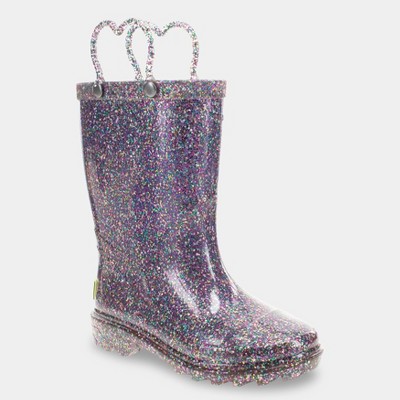 Western Chief Toddler Abby Glitter Rain Boots - Purple 11t : Target