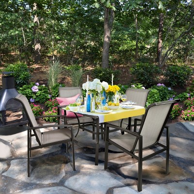 5PCS Patio Dining Table & Chair Set Outdoor Patio Furniture Set w/ 4 Seat Mesh