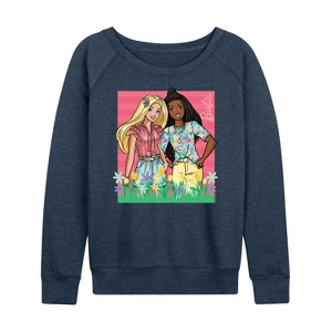 Women's - Barbie - Easter Lightweight French Terry Wide Neck Long Sleeve Shirt - 1 of 4