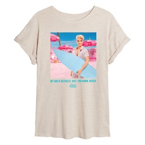 Women's - Barbie - Ken My Job Is Beach Oversized Graphic T-Shirt - 1 of 4