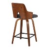 Set of 2 Stella Counter Height Barstools Walnut/Charcoal/Black - LumiSource: Fixed-Height, Swivel Seat, Footrest - 4 of 4