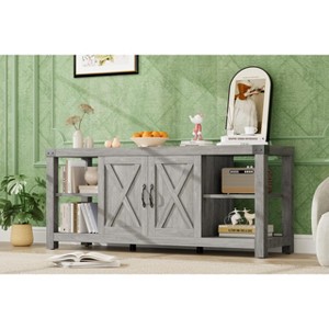 CuisinSmart Farmhouse Wooden TV Cabinet Up To 65'' TVs, TV Media Console Table with Adjustable Shelves & 2 Cabinets, for Living Room Bedroom - 1 of 4