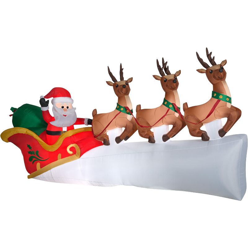 Gemmy Christmas Airblown Inflatable Santa's Flying Sleigh, 5.5 ft Tall, White, 1 of 5