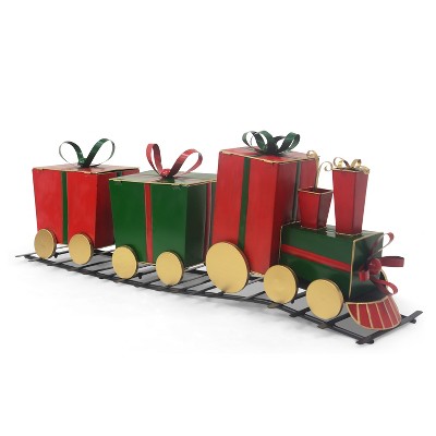 Cesicia Festive Iron Train Decor with Gift-Shaped Carriages