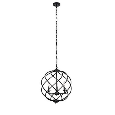 Chloe Lighting Jericho Farmhouse 3 Light Matt Black Ceiling Pendant 19" Wide