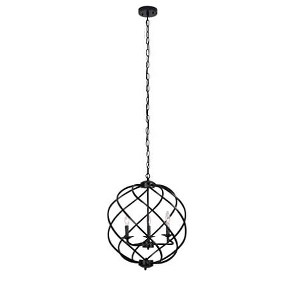 Chloe Lighting Jericho Farmhouse 3 Light Matt Black Ceiling Pendant 19" Wide - 1 of 4