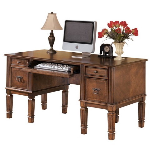 Hamlyn Home Medium Brown Office Storage Leg Desk Signature