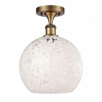 White Mouchette - 1 Light Semi-Flush Mount In Modern Style-13 Inches Tall and 10 Inches Wide