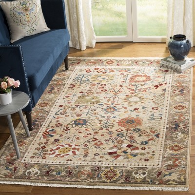 Kashan Beige and Taupe 9' x 12' Synthetic Area Rug