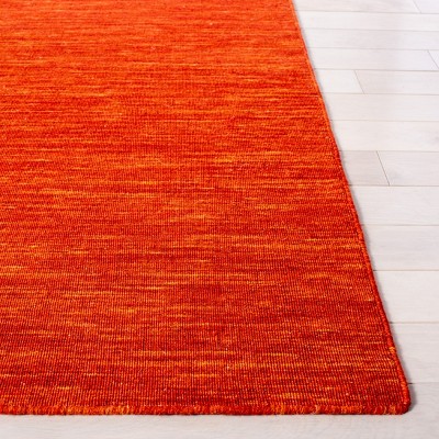 Handmade Red and Rust Wool Cotton 8' x 10' Flat Woven Rug
