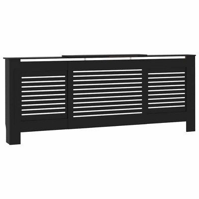 vidaXL Radiator Cover with Top Shelf, Hide Cluttered Pipes, MDF, 55.5-80.7''x7.5''x32.1'', Black