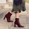 Allegra K Women's Winter Pointy Toe Back Zip Block Heel Ankle Booties - 3 of 4
