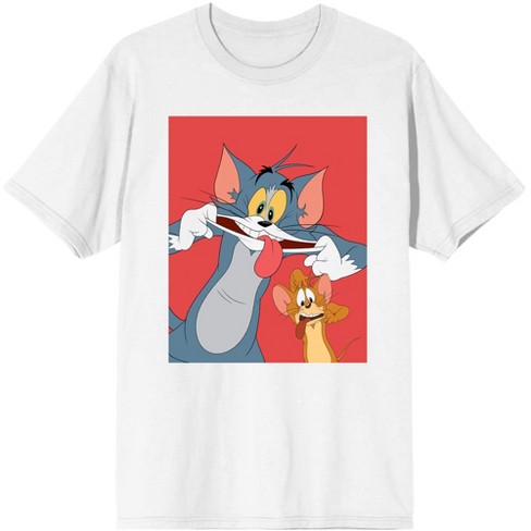 Tom & Jerry Classic Cartoon Characters Mens White Graphic Tee Shirt : Target
