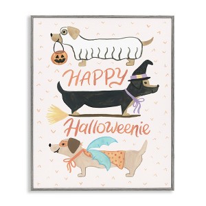 Stupell Industries Happy Halloweenie Festive Dogs Wearing Cute Costumes Framed Giclee Art - 1 of 4