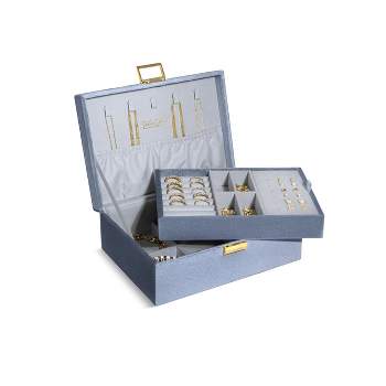 Benevolence La Plush Velvet Travel Jewelry Box Organizer - Cyan
