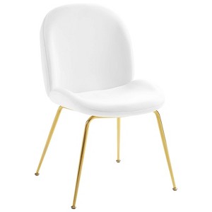 Modway Scoop Performance Velvet Side Gold Stainless Steel Metal Base in White, Dining Chair - 1 of 4