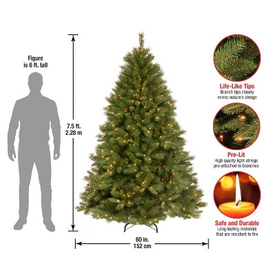 7.5 ft Prelit Winchester Pine Artificial Christmas Tree with Clear Lights