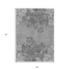 Gray Charcoal And Ivory Floral Washable Indoor Outdoor Area Rug - 3 of 4